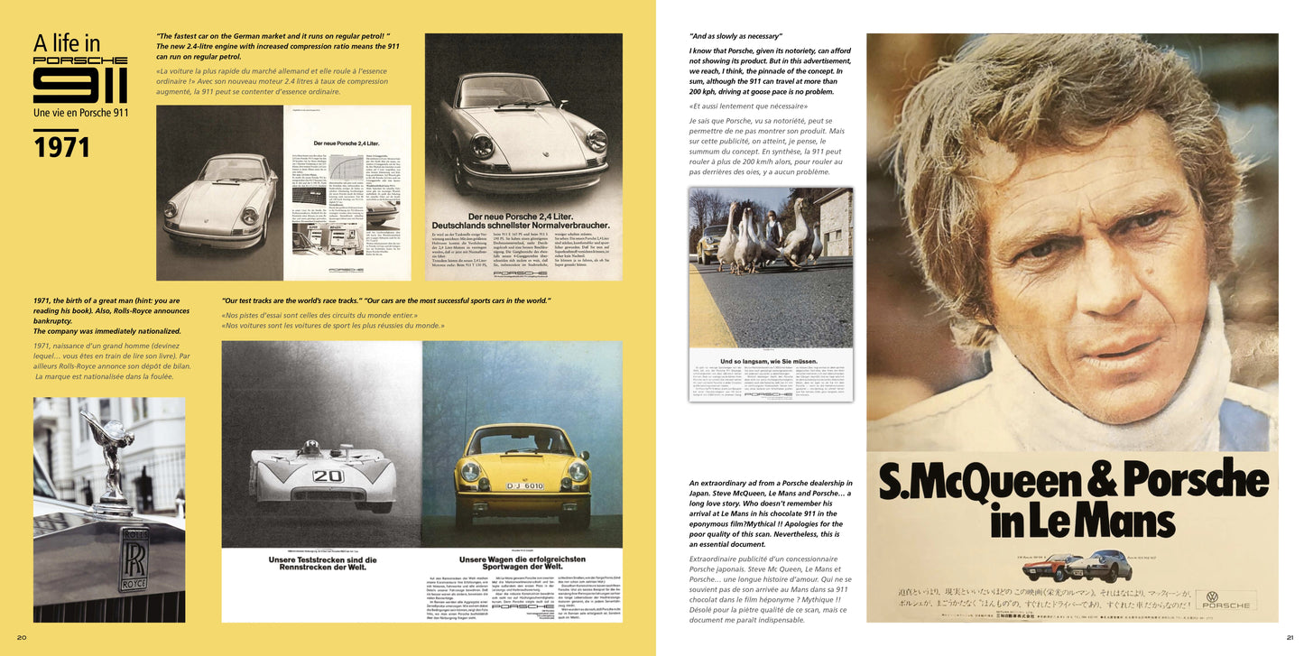 Le livre " Une Vie En Porsche 911 " + 6 posters A4 et 3 posters A3 + catalogue 2.7 1973 + port offert