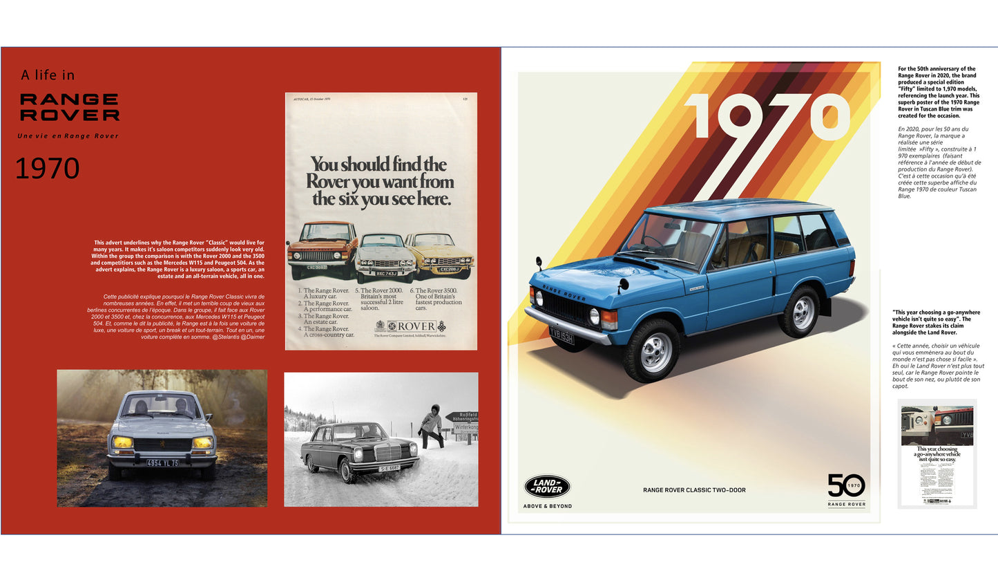 The book " A Life In Range Rover " + 6 posters