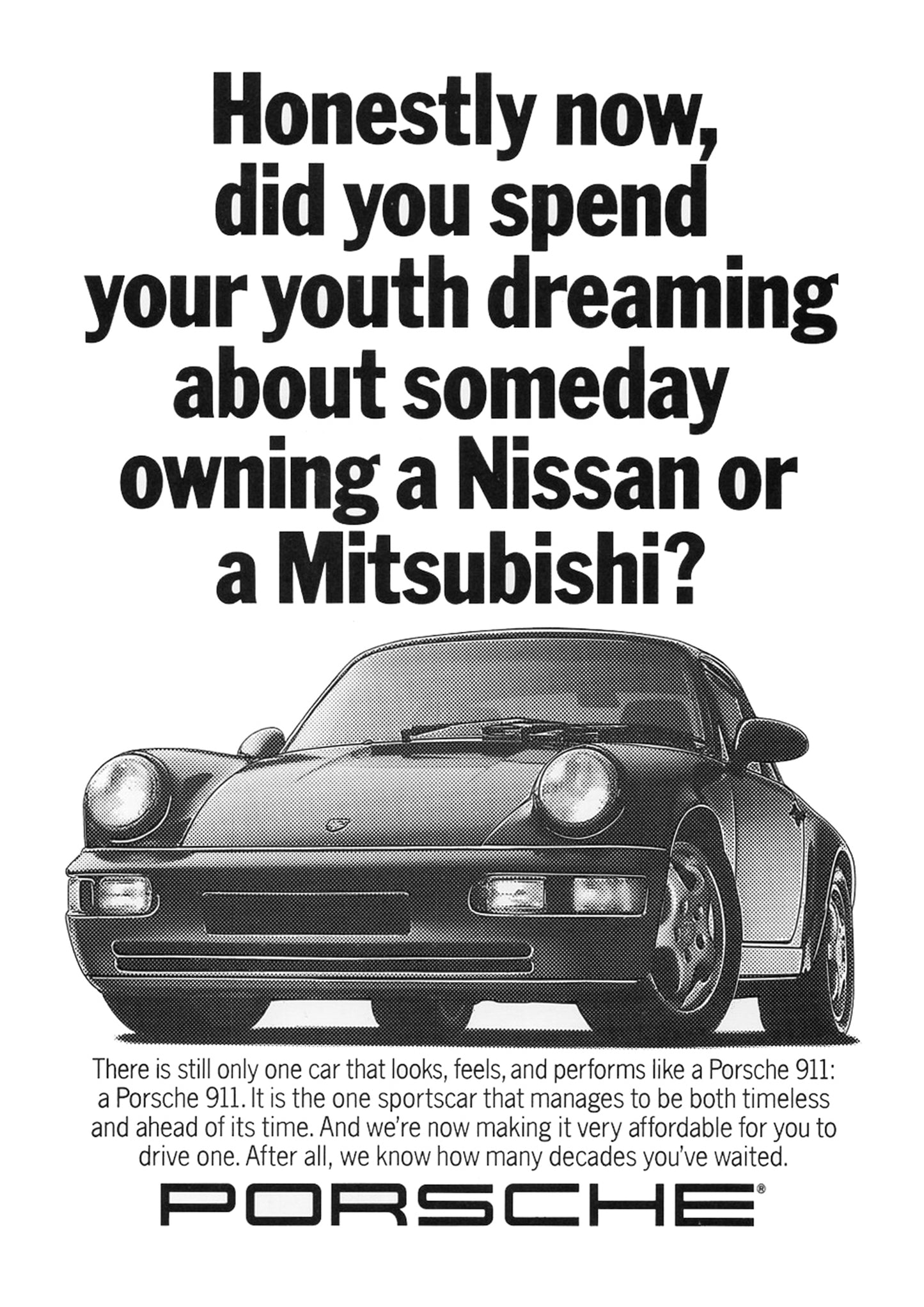 Poster alone  "How beat the trafic home" Porsche 911