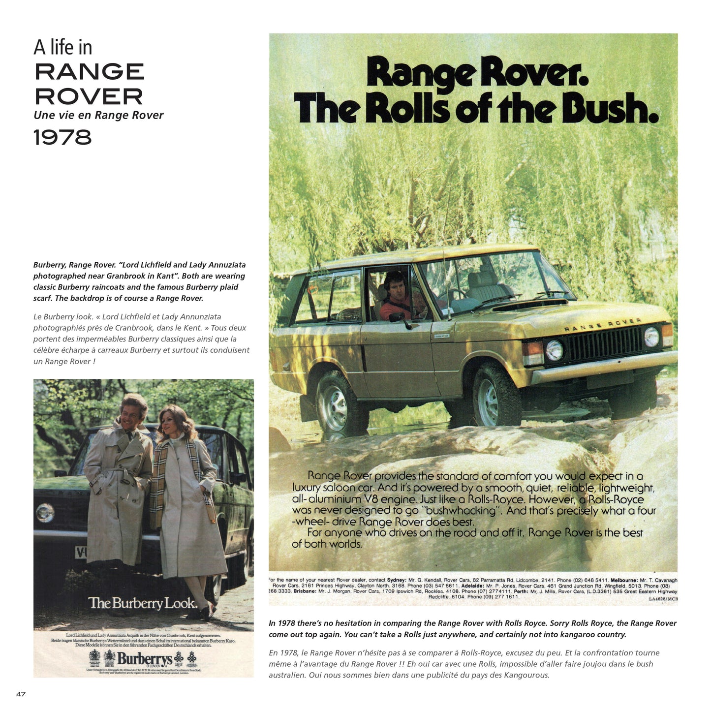 The book " A Life In Range Rover " + 6 posters + 6 postcards